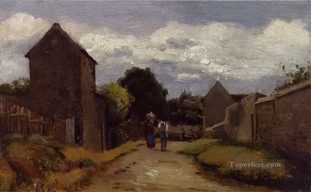 male and female peasants on a path crossing the countryside Camille Pissarro Oil Paintings